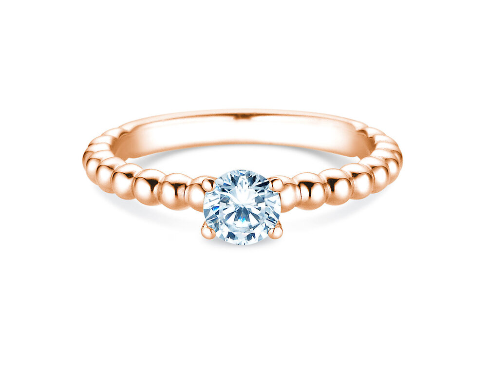 Verlobungsring Classic Beads in 18K Roségold mit Labordiamant 0,50ct E/VS