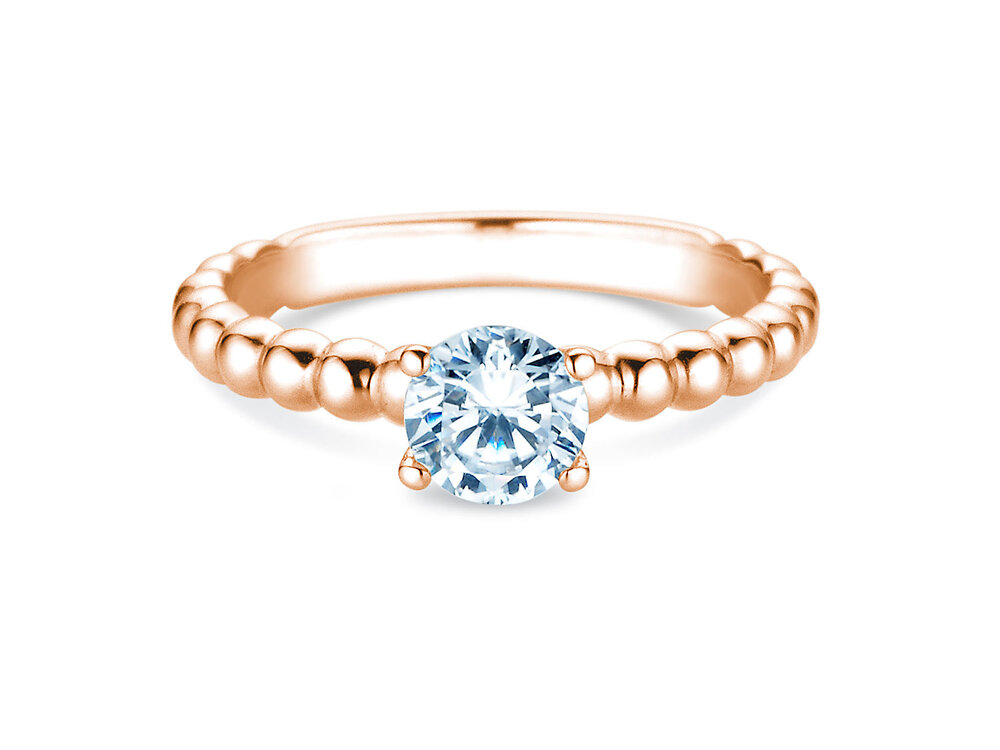 Verlobungsring Classic Beads in 14K Roségold mit Diamant 0,75ct G/SI