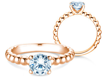 Verlobungsring Classic Beads in 9K Weißgold mit Diamant 1,00ct H/SI