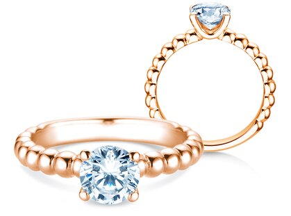 Verlobungsring Classic Beads in 14K Roségold mit Diamant 1,00ct G/SI
