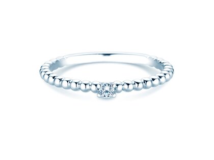Verlobungsring Classic Beads in Silber 925/- mit Diamant 0,05ct H/SI