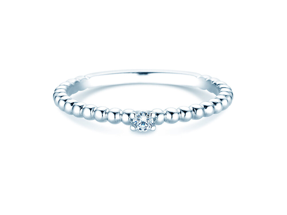 Verlobungsring Classic Beads in Silber 925/- mit Diamant 0,05ct G/SI