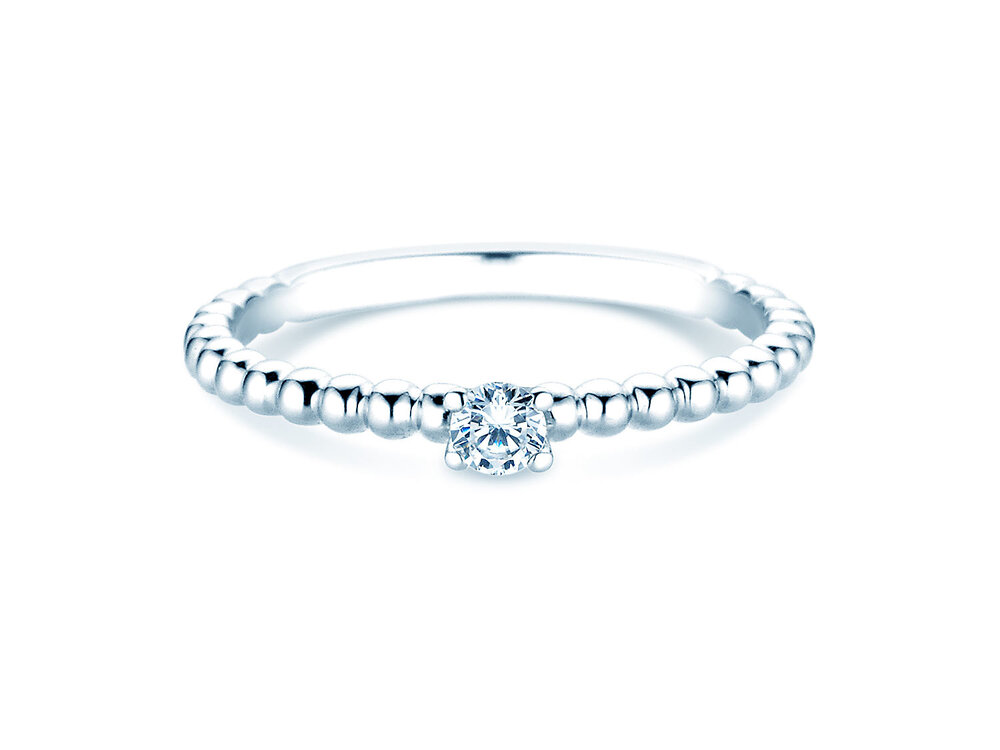 Verlobungsring Classic Beads in Platin 950/- mit Diamant 0,10ct G/SI