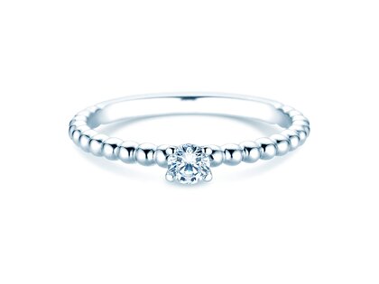 Verlobungsring Classic Beads in 14K Weißgold mit Labordiamant 0,15ct E/VS