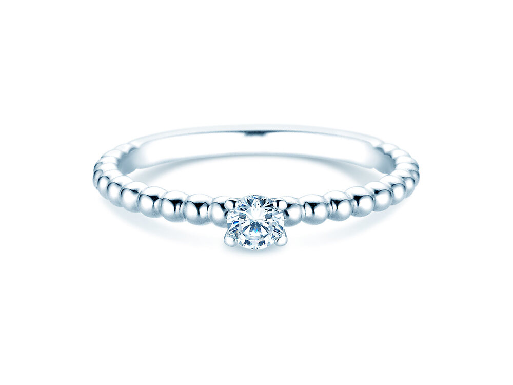 Verlobungsring Classic Beads in Silber 925/- mit Diamant 0,15ct G/SI