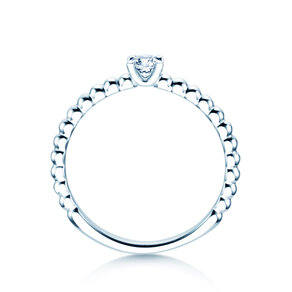 Verlobungsring Classic Beads in 14K Weißgold mit Labordiamant 0,15ct E/VS