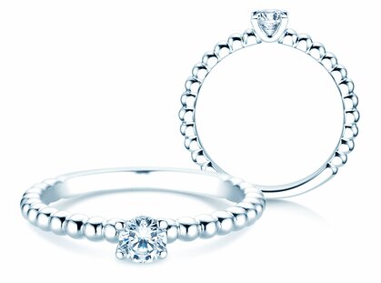 Verlobungsring Classic Beads in 14K Weißgold mit Diamant 0,25ct H/SI