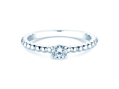 Verlobungsring Classic Beads in 9K Weißgold mit Diamant 0,25ct H/SI
