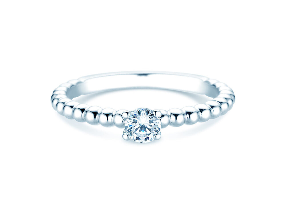 Verlobungsring Classic Beads in Platin 950/- mit Labordiamant 0,25ct E/VS