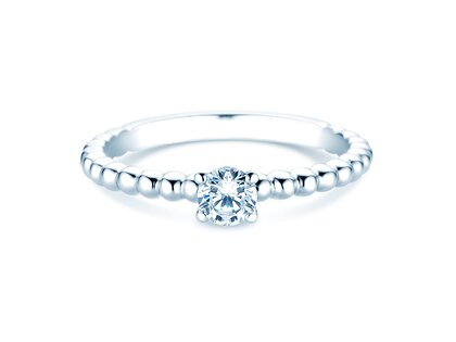 Verlobungsring Classic Beads in 9K Weißgold mit Diamant 0,30ct H/SI