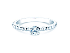 Verlobungsring Classic Beads in 9K Weißgold mit Diamant 0,30ct H/SI