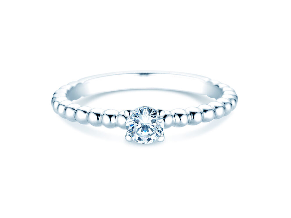 Verlobungsring Classic Beads in Platin 950/- mit Diamant 0,30ct G/SI