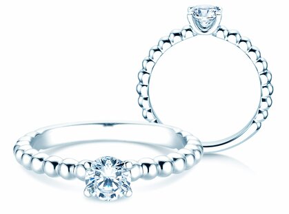 Verlobungsring Classic Beads in 14K Weißgold mit Diamant 0,50ct G/SI