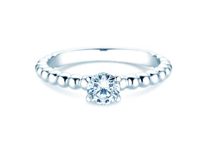 Verlobungsring Classic Beads in 9K Weißgold mit Labordiamant 0,50ct E/VS