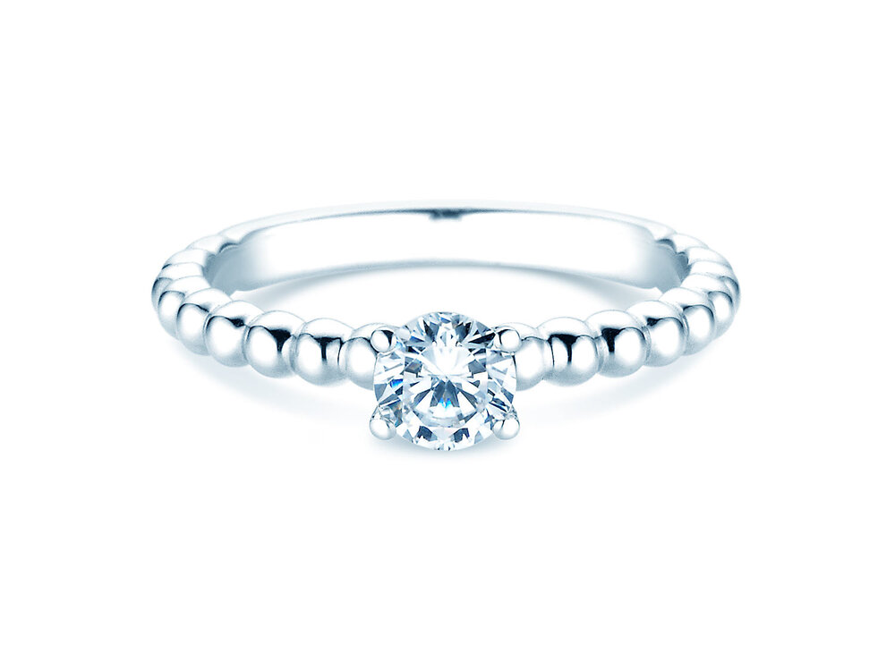 Verlobungsring Classic Beads in Platin 950/- mit Diamant 0,50ct G/SI