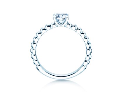 Verlobungsring Classic Beads in 9K Weißgold mit Labordiamant 0,50ct E/VS