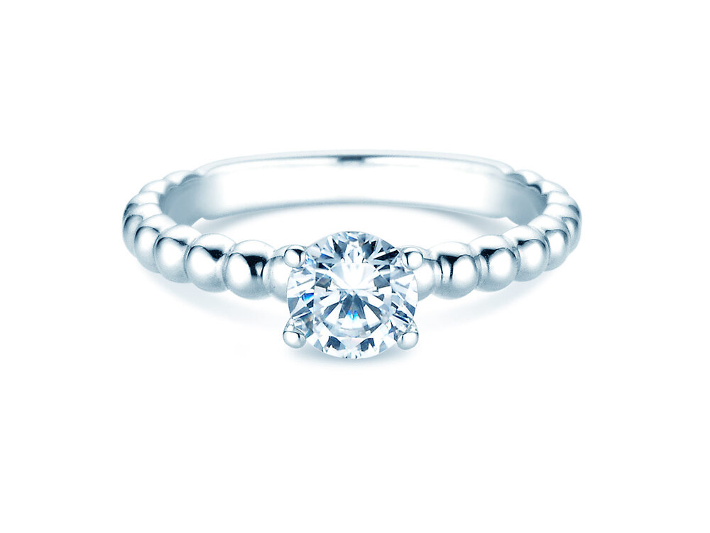 Verlobungsring Classic Beads in Platin 950/- mit Labordiamant 0,75ct D/IF