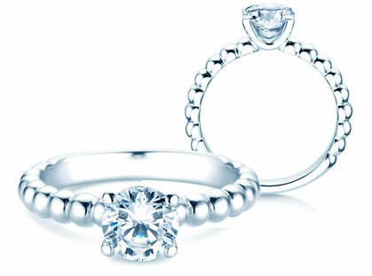 Verlobungsring Classic Beads in 14K Weißgold mit Diamant 1,00ct G/SI