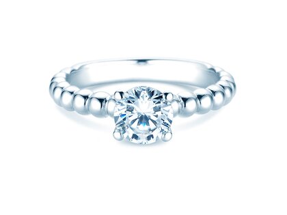 Verlobungsring Classic Beads in 9K Weißgold mit Diamant 1,00ct D/IF