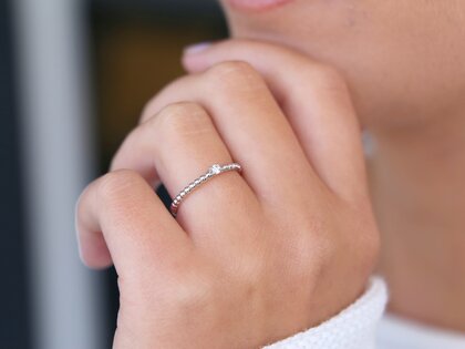 Verlobungsring Classic Beads in Silber 925/- mit Diamant 0,05ct H/SI