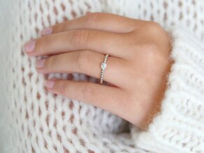 Verlobungsring Classic Beads in 14K Weißgold mit Labordiamant 0,15ct E/VS