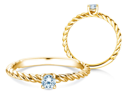 Verlobungsring Classic Loop in 9K Gelbgold mit Diamant 0,15ct H/SI