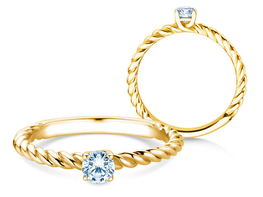 Verlobungsring Classic Loop in 9K Gelbgold mit Diamant 0,20ct H/SI