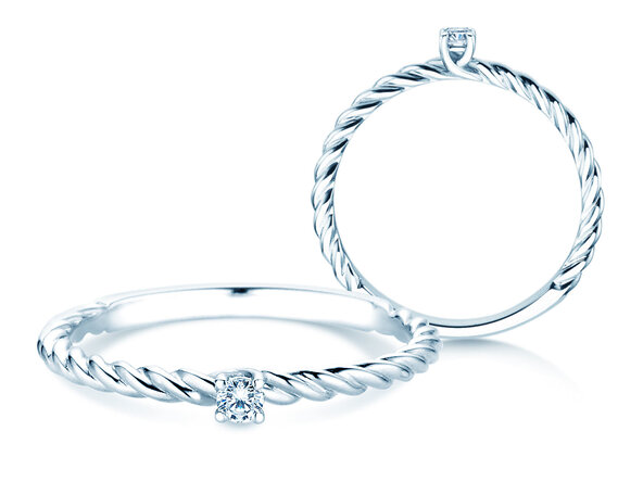 Verlobungsring Classic Loop in Silber 925/- mit Diamant 0,05ct H/SI