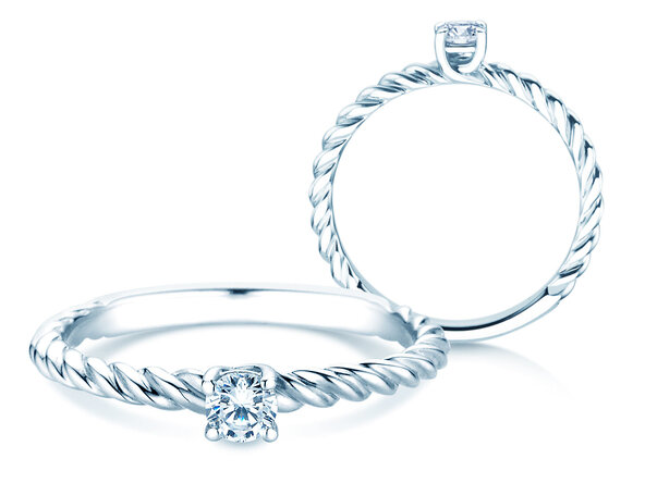 Verlobungsring Classic Loop in 18K Weißgold mit Diamant 0,15ct H/SI