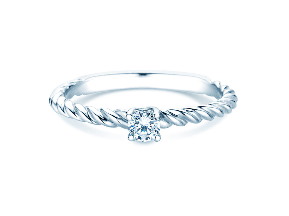 Verlobungsring Classic Loop in Silber 925/- mit Labordiamant 0,15ct E/VS
