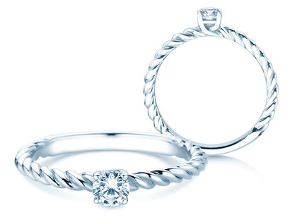 Verlobungsring Classic Loop in 9K Weißgold mit Diamant 0,20ct H/SI