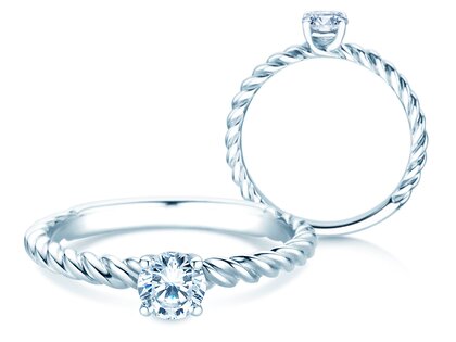 Verlobungsring Classic Loop in 9K Weißgold mit Diamant 0,30ct H/SI
