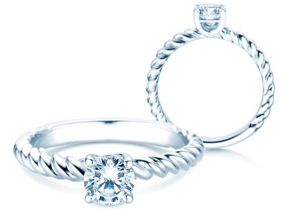 Verlobungsring Classic Loop in 18K Weißgold mit Diamant 0,60ct H/SI