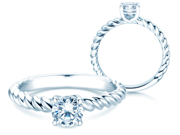 Verlobungsring Classic Loop in 18K Weißgold mit Diamant 0,60ct H/SI