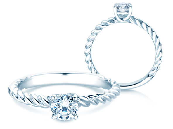 Verlobungsring Classic Loop in 9K Weißgold mit Labordiamant 0,50ct E/VS