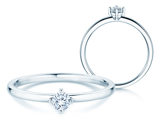 Verlobungsring Compass in 14K Weißgold mit Diamant 0,15ct G/SI