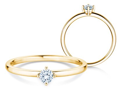 Verlobungsring Compass in 14K Gelbgold mit Diamant 0,15ct G/SI
