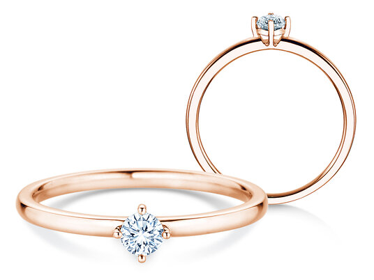Verlobungsring Compass in 14K Roségold mit Diamant 0,15ct G/SI