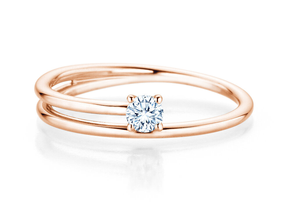 Verlobungsring Eclipse in 14K Roségold mit Diamant 0,15ct G/SI