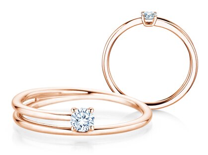Verlobungsring Eclipse in 9K Roségold mit Diamant 0,15ct G/SI