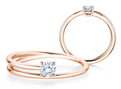 Verlobungsring Eclipse in 14K Roségold mit Diamant 0,25ct H/SI