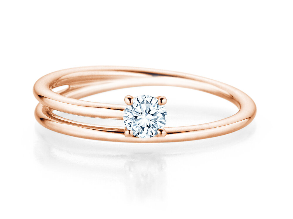 Verlobungsring Eclipse in 18K Roségold mit Diamant 0,25ct G/SI