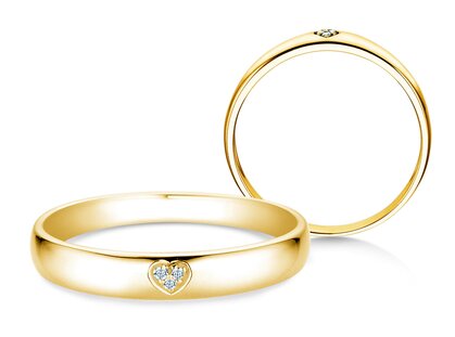 Verlobungsring Heart Petite in 9K Gelbgold mit Diamanten 0,02ct G/SI