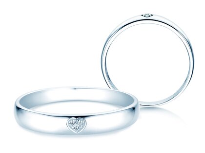Verlobungsring Heart Petite in 14K Weißgold mit Diamanten 0,02ct G/SI