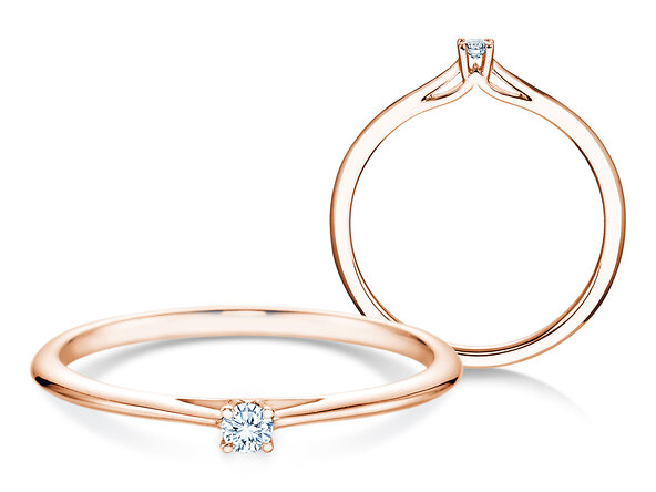 Verlobungsring Heaven 4 in 9K Roségold mit Diamant 0,05ct G/SI