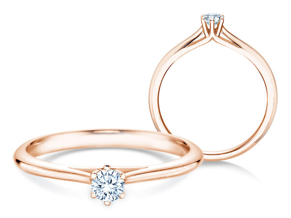 Verlobungsring Heaven 6 in 9K Roségold mit Diamant 0,20ct G/SI