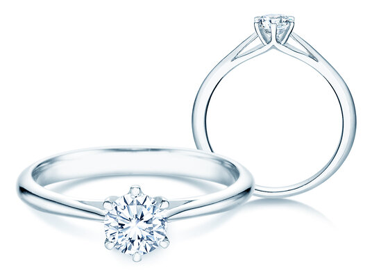 Verlobungsring Heaven 6 in 14K Weißgold mit Diamant 0,40ct H/SI