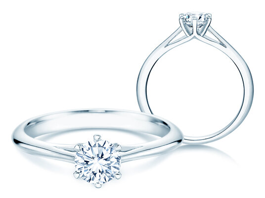 Verlobungsring Heaven 6 in 9K Weißgold mit Diamant 0,50ct H/SI