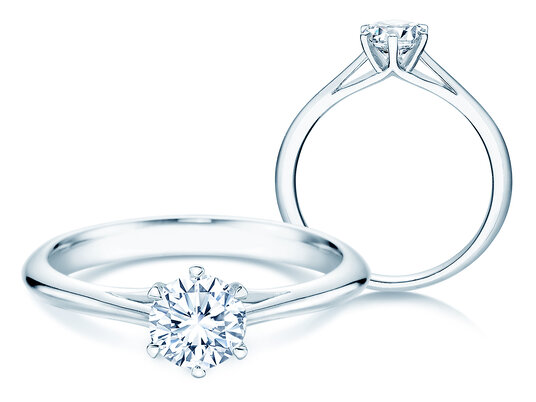 Verlobungsring Heaven 6 in 9K Weißgold mit Diamant 0,60ct H/SI