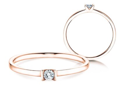 Verlobungsring Love in 14K Roségold mit Diamant 0,07ct G/SI